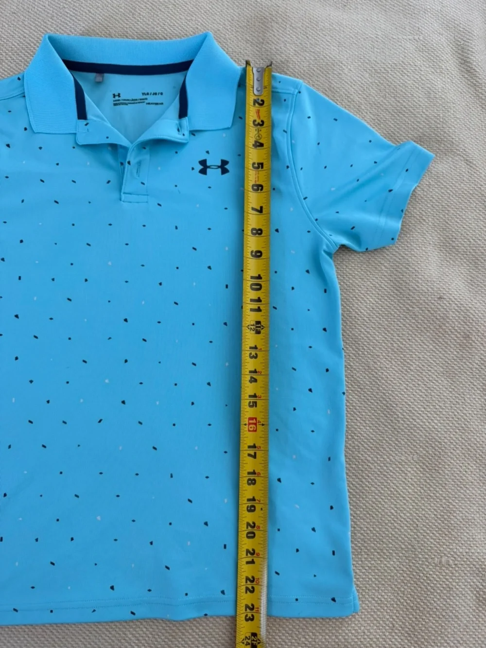Under Armour Youth Loose HeatGear Polo Shirt Blue Speckled Short Sleeve Size YLG